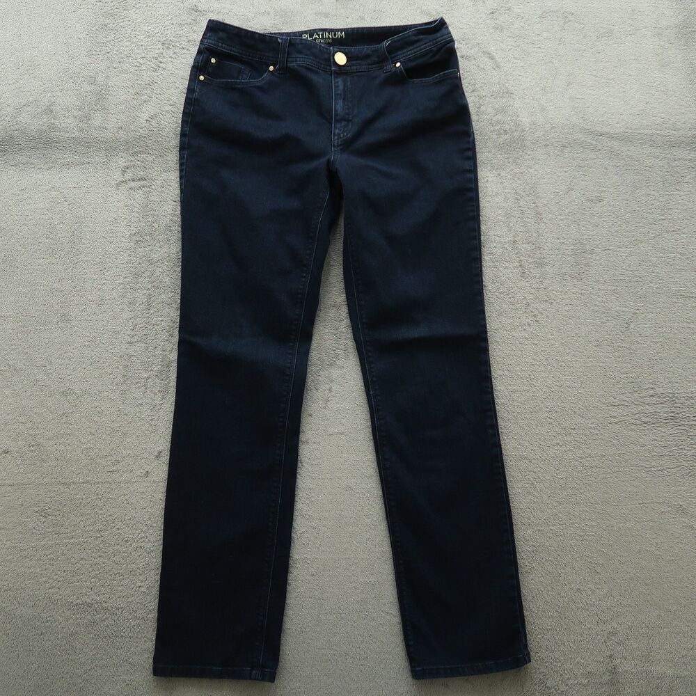 Chico's Platinum Jeans Womens Size 0.5 US-6  Blue Mid-Rise Straight 29.5" Inseam